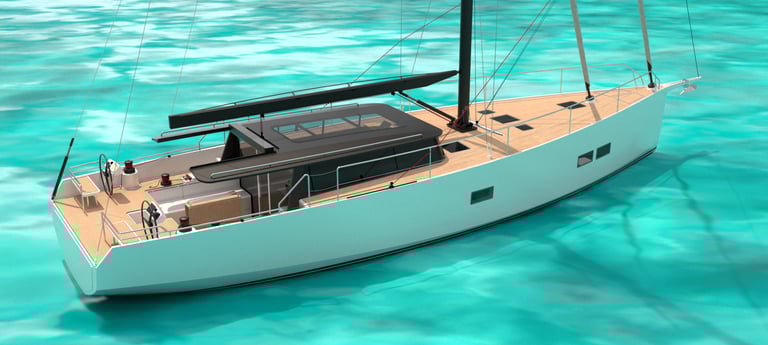 OceanEx barca a vela oceanica realizzata in legno compensato made in Italy, bianca e nera